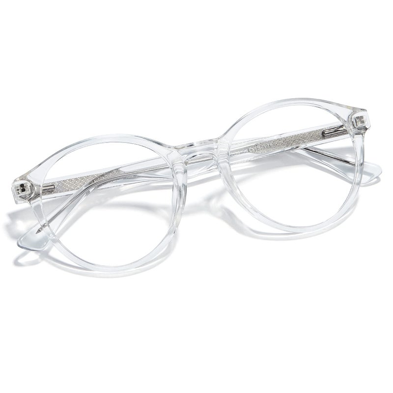 Cyxus TR90 Oversized Blue Light Blocking Glasses Women Men Round Frame Spring Hinge Computer Use Anti Eye Strain 8018